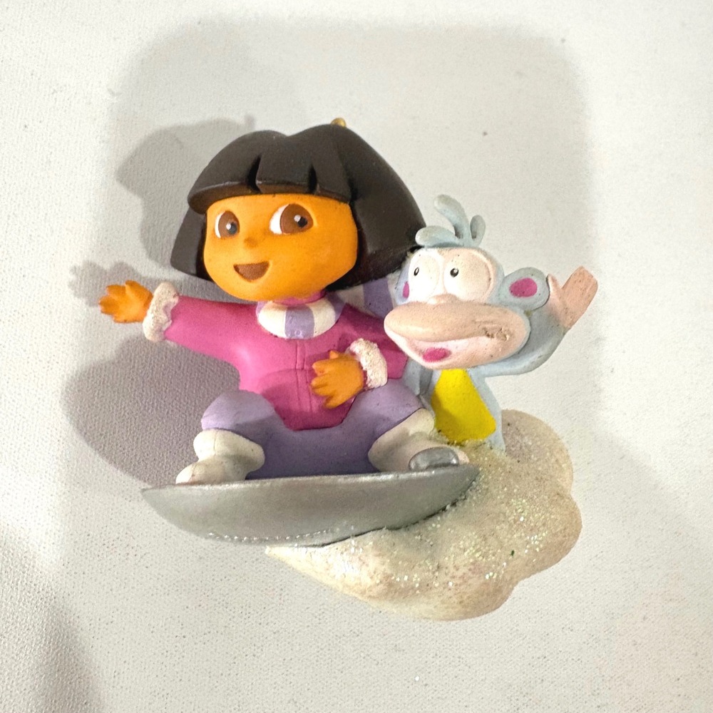 Dora the Explorer Boots Sledding Christmas Ornament Nick Jr Figurine Glitter